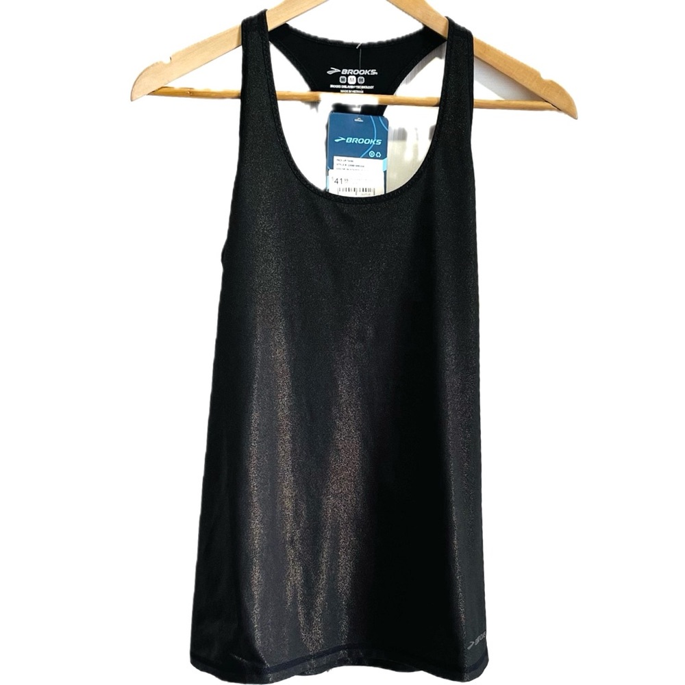 NWT-Sz.M-Black w/Gold Shimmer Tank- Brooks Pick up tank